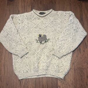 Vintage Acorn Women's Cream Cozy Wool Sweater with Sheep Motif